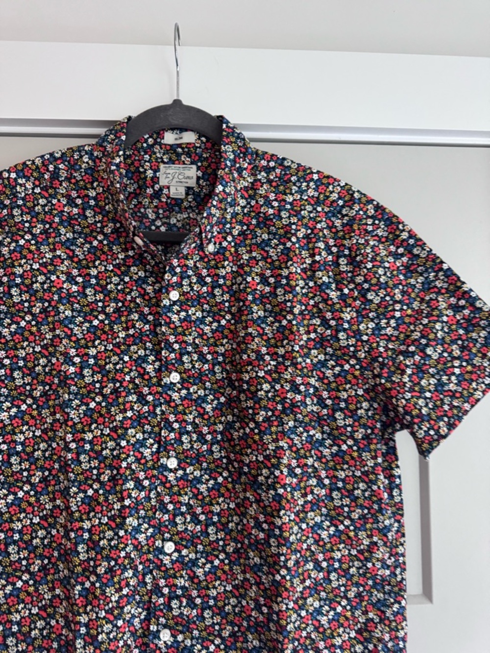 J. Crew Short-Sleeve Floral Button-Down Shirt - Navy Multi